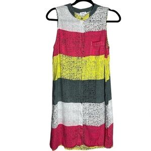 Splendid Colour Block Button Front Sleeveless Shirt Dress, size L